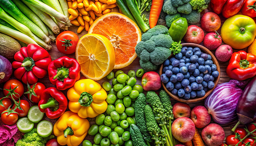 Kvinna gör en grön smoothie med frukt och grönt