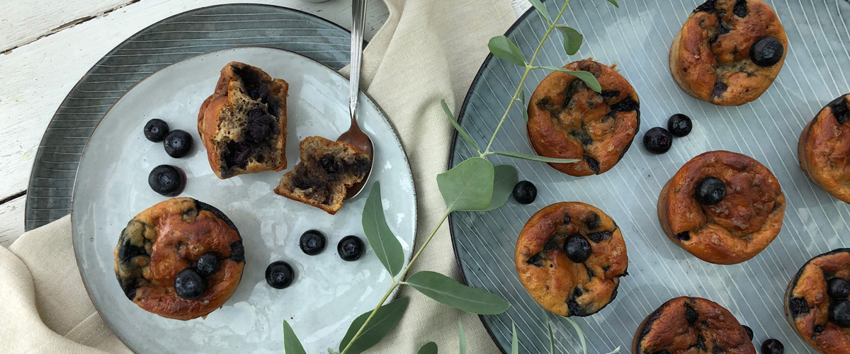 Fluffiga blåbärsmuffins med protein