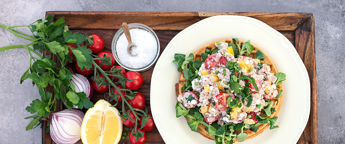 Lunchvåffla med krämig tonfisksallad